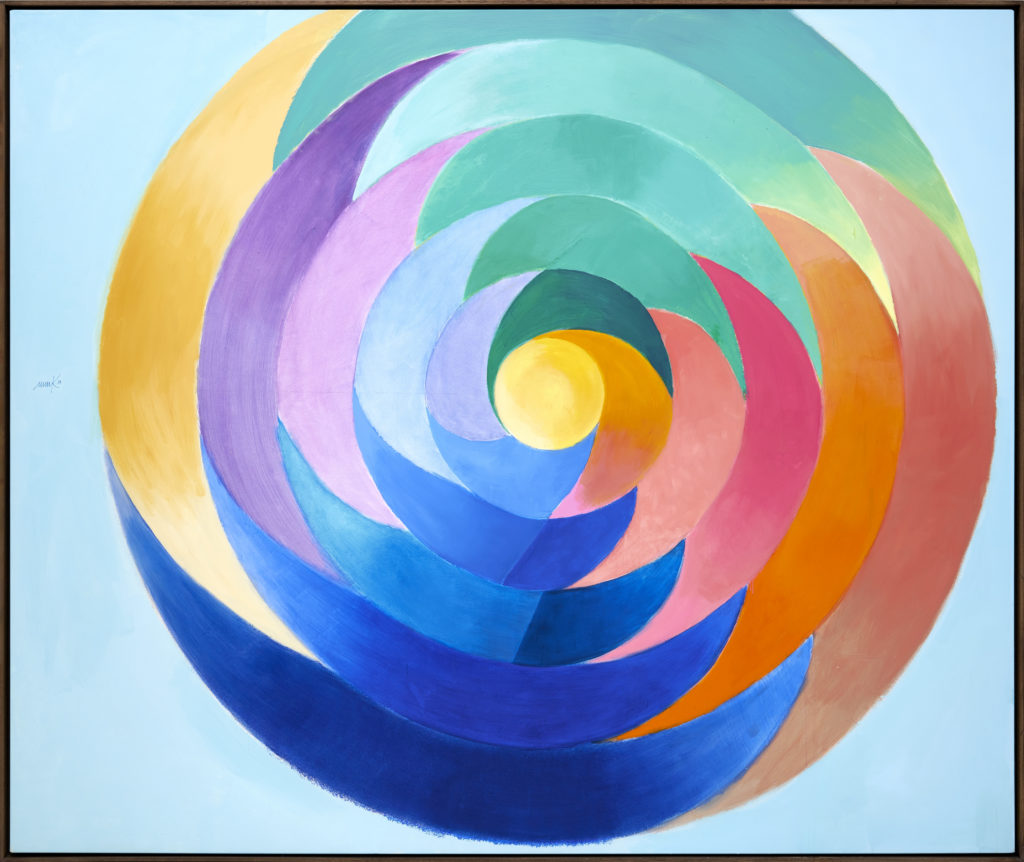 Heinz Mack, Ohne Titel (Chromatische Konstellation), 2019, Acryl auf Leinwand, 204 x 243 cm