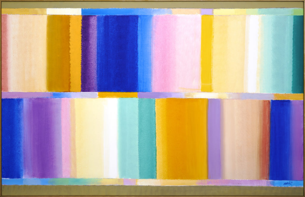 Heinz Mack, Ohne Titel (Chromatische Konstellation), 2019, Acryl auf Leinwand, 201,5 x 315 cm